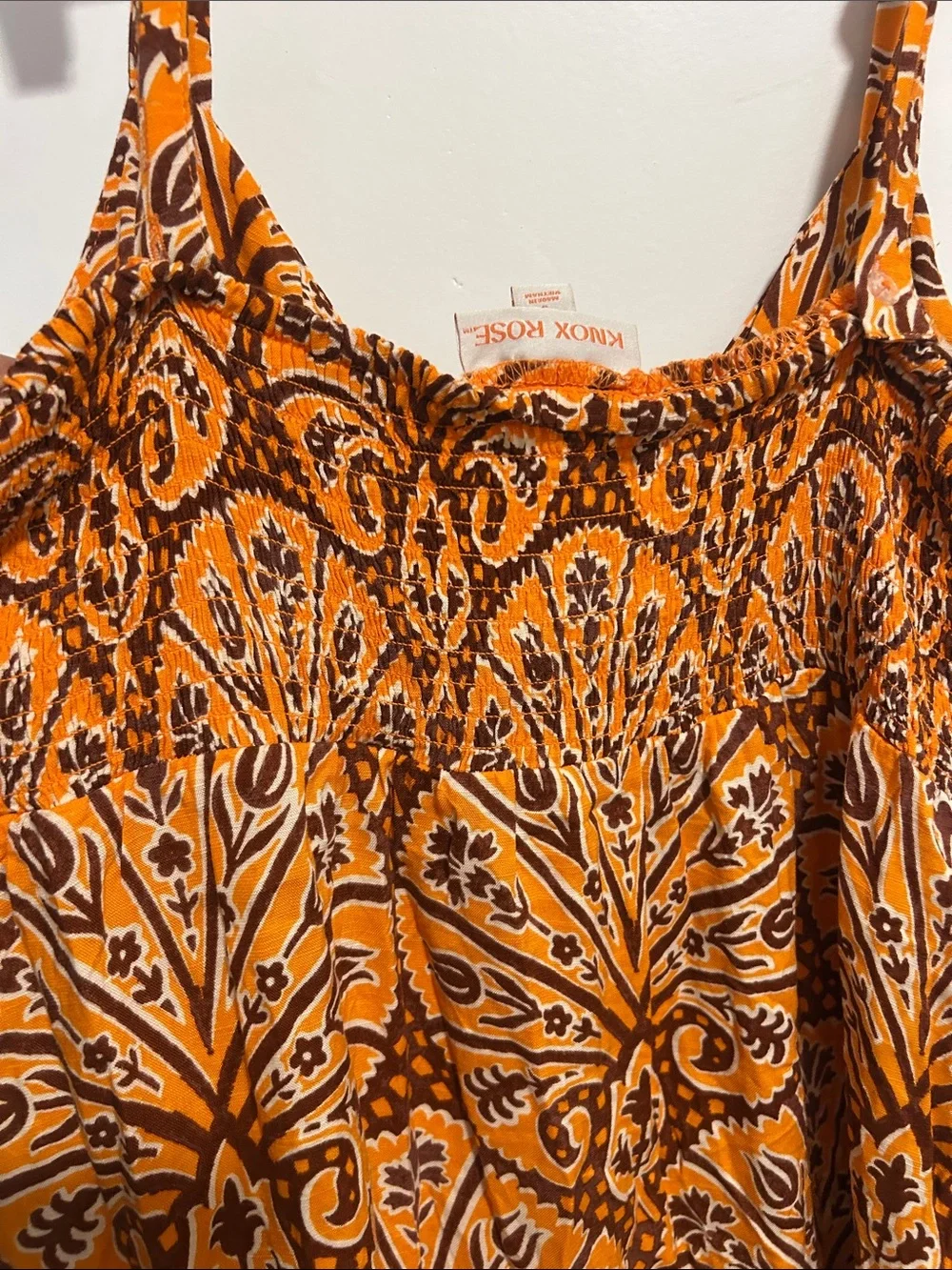Knox Rose Orange and Brown Printed Maxi Skirt